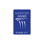 Blue logo with white writing saying "Sandford Award Winner 2017"
