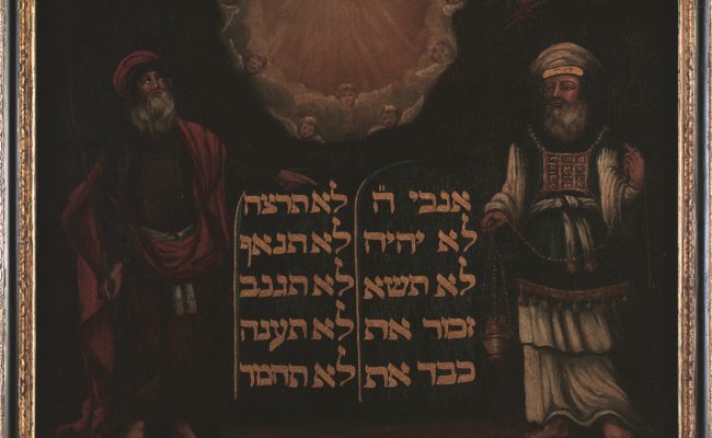 Picture of Ten Commandments with Moses and Aaron