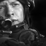 Black and white photo of a soldier
