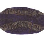 Blue head covering with yellow leaf embroidery