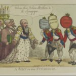 Political cartoons: Satire on the visit of the Dukes of Cumberland, Sussex and Cambridge to the Great Synagogue, Duke’s Place on 14 April 1809.