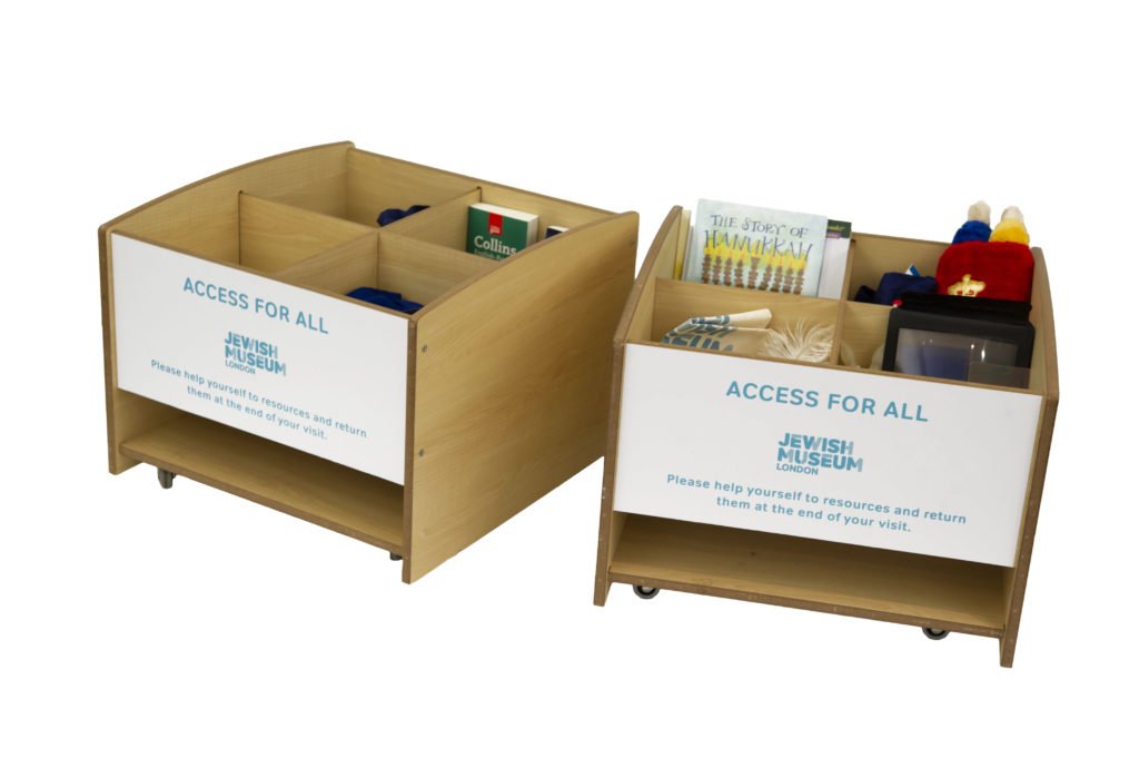 two wooded box trolleys full of resources